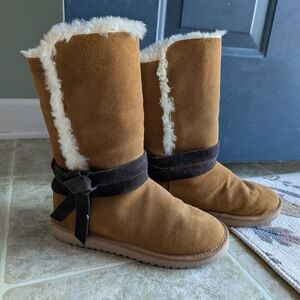 Chestnut Suede Faux Fur Lined Winter Boots